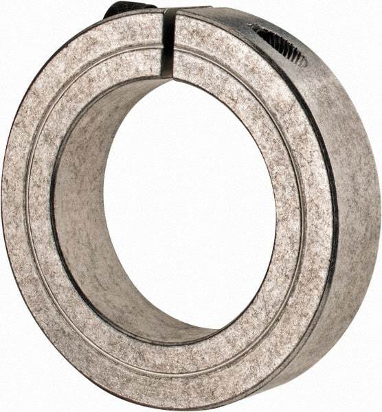 Climax Metal Products - 1-15/16" Bore, Aluminum, One Piece Clamp Collar - 3" Outside Diam, 11/16" Wide - Top Tool & Supply