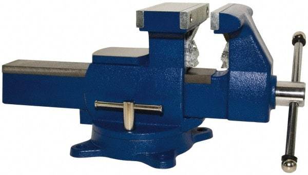 Yost Vises - 6-1/2" Jaw Width x 11" (Reversed), 7" (Regular) Jaw Opening Capacity, 3" (Reversed), 4" (Regular) Throat Depth, Bench & Pipe Combination Vise - 1/8 to 3-1/2" Pipe Capacity, Swivel Base, Bolt Down Attachment, Ductile Iron - Top Tool & Supply