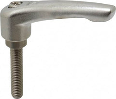 KIPP - M8 x 1.25, 17/32" Hub Diam, Stainless Steel Threaded Stud Adjustable Clamping Handle - 40mm Stud Length, 74.5mm OAL, 42.5mm High - Top Tool & Supply