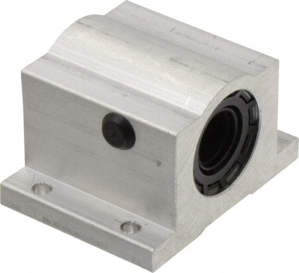 Thomson Industries - 5/8" Inside Diam, 620/1240 Lbs. Dynamic Capacity, Closed Single Pillow Block Linear Bearing - 1.63" Overall Height x 2-1/2" Overall Width - Top Tool & Supply