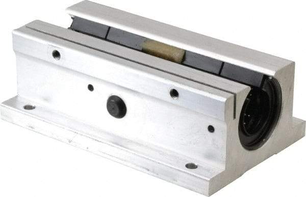 Thomson Industries - 3/4" Inside Diam, 1130/2260 Lbs. Dynamic Capacity, Open Twin Pillow Block Linear Bearing - 1.56" Overall Height x 2-3/4" Overall Width - Top Tool & Supply