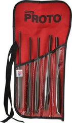 Proto - 5 Piece, 5/32 to 5/16", Pin Punch Set - Hex Shank, Steel, Comes in Tool Roll - Top Tool & Supply