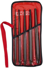 Proto - 5 Piece, 1/8 to 5/16", Drift Punch Set - Hex Shank, Steel, Comes in Tool Roll - Top Tool & Supply