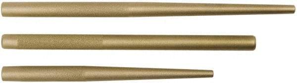 Proto - 3 Piece, 3/8 to 3/4", Drift Punch Set - Round Shank, Brass, Comes in Tool Roll - Top Tool & Supply