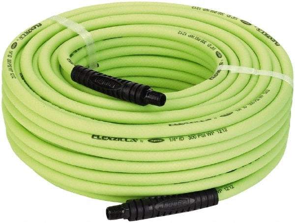 Legacy - 1/4" ID x 0.46" OD 100' Long Multipurpose Air Hose - MNPT x MNPT Ends, 300 Working psi, 140°, 1/4" Fitting, Green - Top Tool & Supply