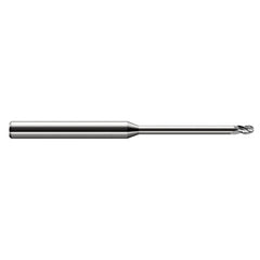 ‎3/32″ Dia. × 1/8″ Shank × 0.139″ DOC × 2-1/2″ OAL, Carbide Uncoated, Stub , 3 Flute, Ballnose End Mill - Exact Industrial Supply