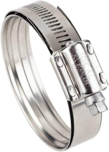 IDEAL TRIDON - SAE Size 425, 3-5/16 to 4" Diam, Stainless Steel Worm Drive Clamp - 5/8" Wide, Material Grade 300/410, Series 38215 - Top Tool & Supply