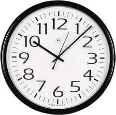 UNIVERSAL - 12 Inch Diameter, White Face, Dial Wall Clock - Analog Display, Black Case, Runs on AA Battery - Top Tool & Supply