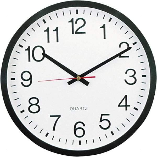 UNIVERSAL - 11-1/2 Inch Diameter, White Face, Dial Wall Clock - Analog Display, Black Case, Runs on AA Battery - Top Tool & Supply