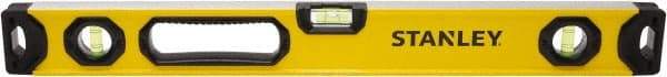 Stanley - 24" Long 3 Vial Box Beam Level - Aluminum, Yellow, 1 Level & 2 Plumb Vials - Top Tool & Supply