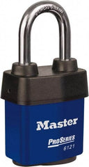 Master Lock - 1-1/2" Shackle Clearance, Keyed Different Padlock - 5/16" Shackle Diam, Laminated Steel - Top Tool & Supply