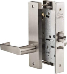 Ability One - Grade 1 Passage Lever Lockset - 2-3/4" Back Set, Zinc, Satin Stainless Steel Finish - Top Tool & Supply