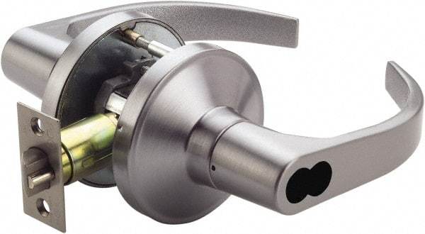 Ability One - Grade 1 Entry Lever Lockset - 2-3/4" Back Set, Zinc, Satin Chrome Finish - Top Tool & Supply