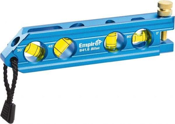 Empire Level - Magnetic 6" Long 4 Vial Torpedo Level - Metal, Blue, 1 Level, 1 Plumb & 1 30° & 1 45° Vials - Top Tool & Supply