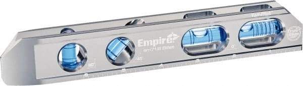 Empire Level - Magnetic 8" Long 4 Vial I-Beam Level - Metal, Silver, 2 Level & 1 Plumb & 1 45° Vials - Top Tool & Supply