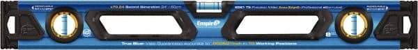 Empire Level - 24" Long 3 Vial Box Beam Level - Metal, Blue, 1 Level & 2 Plumb Vials - Top Tool & Supply