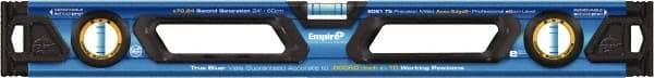 Empire Level - Magnetic 24" Long 3 Vial Box Beam Level - Metal, Blue, 1 Level & 2 Plumb Vials - Top Tool & Supply