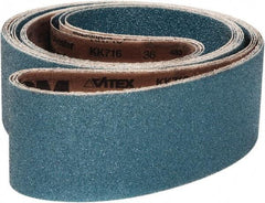 VSM - 2" Wide x 132" OAL, 36 Grit, Zirconia Alumina Abrasive Belt - Zirconia Alumina, Coarse, Coated, X Weighted Cloth Backing, Wet/Dry, Series ZK713X - Top Tool & Supply