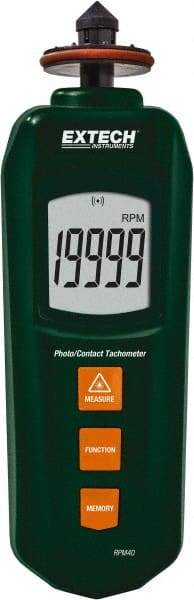 Extech - Tachometers Type: Photo/Contact Tachometer Minimum Measurement (RPM): 5 (Photo); 0.5 (Contact) - Top Tool & Supply