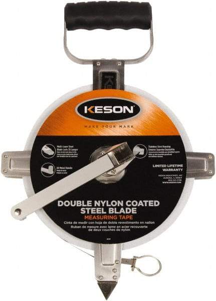 Keson - 100' x 3/8" Tape Measure - 1/10 & 1/100' Graduation - Top Tool & Supply