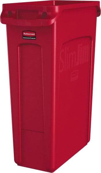 Rubbermaid - 23 Gal Red Rectangle Trash Can - Polyethylene, None Graphic, 30" High x 22" Long x 11" Wide, Lid Not Included - Top Tool & Supply