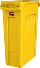 Rubbermaid - 23 Gal Yellow Rectangle Trash Can - Polyethylene, None Graphic, 30" High x 22" Long x 11" Wide, Lid Not Included - Top Tool & Supply