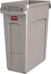 Rubbermaid - 16 Gal Beige Rectangle Trash Can - Polyethylene, None Graphic, 25" High x 22" Long x 11" Wide, Lid Not Included - Top Tool & Supply