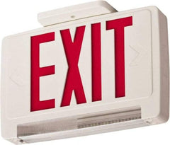 Lithonia Lighting - 1 Face, 2.32 Watt, White, Thermoplastic, LED, Illuminated Exit Sign - 120/277 VAC, Nickel Cadmium, Surface Mounted, Wall Mounted - Top Tool & Supply