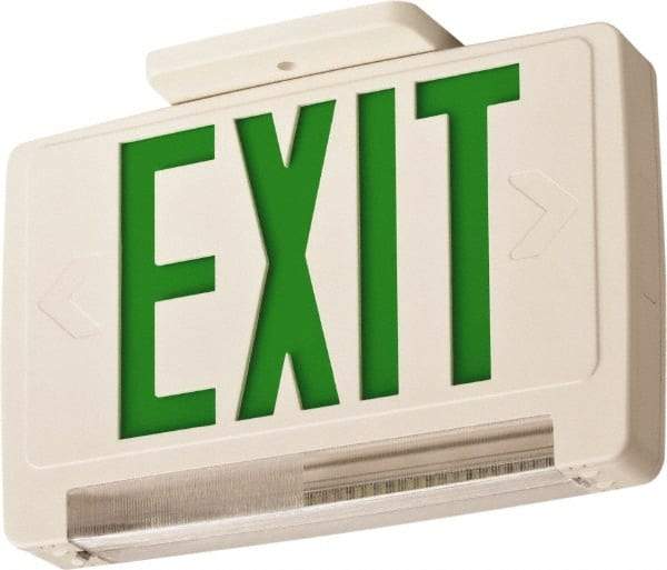 Lithonia Lighting - 1 Face, 2.32 Watt, White, Thermoplastic, LED, Illuminated Exit Sign - 120/277 VAC, Nickel Cadmium, Surface Mounted, Wall Mounted - Top Tool & Supply