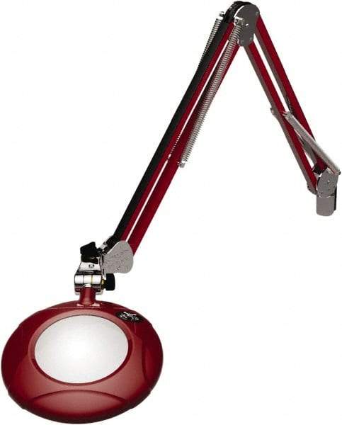 O.C. White - 43 Inch, Spring Suspension, Clamp on, LED, Blaze Red, Magnifying Task Light - 8 Watt, 7.5 and 15 Volt, 2x Magnification, 5 Inch Long - Top Tool & Supply