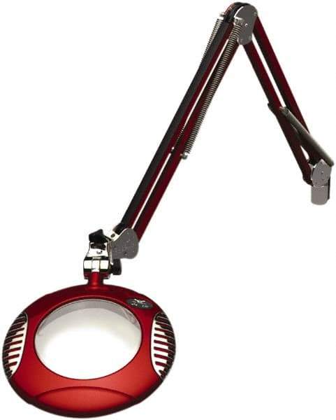 O.C. White - 43 Inch, Spring Suspension, Clamp on, LED, Blaze Red, Magnifying Task Light - 8 Watt, 7.5 and 15 Volt, 2x Magnification, 6 Inch Long - Top Tool & Supply