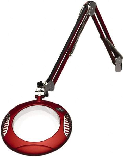 O.C. White - 43 Inch, Spring Suspension, Clamp on, LED, Blaze Red, Magnifying Task Light - 8 Watt, 7.5 and 15 Volt, 2x Magnification, 5-1/4 Inch Wide, 7-1/2 Inch Long - Top Tool & Supply