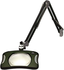 O.C. White - 43 Inch, Spring Suspension, Clamp on, LED, Racing Green, Magnifying Task Light - 8 Watt, 7.5 and 15 Volt, 2x Magnification, 5-1/4 Inch Wide, 7 Inch Long - Top Tool & Supply