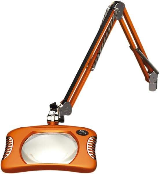 O.C. White - 43 Inch, Spring Suspension, Clamp on, LED, Brilliant Orange, Magnifying Task Light - 8 Watt, 7.5 and 15 Volt, 2x Magnification, 5-1/4 Inch Wide, 7 Inch Long - Top Tool & Supply