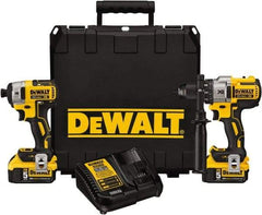 DeWALT - 20 Volt Cordless Tool Combination Kit - Includes 1/2" Brushless Hammerdrill & 1/4" Brushless Compact Impact Driver, Lithium-Ion Battery Included - Top Tool & Supply