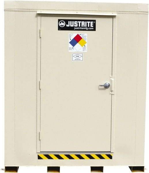 Justrite - 16 Drum, 288 Gal Sump Capacity, Locker - 10' Long x 9-1/2' Wide x 8.08' High, Galvanized Steel - Top Tool & Supply