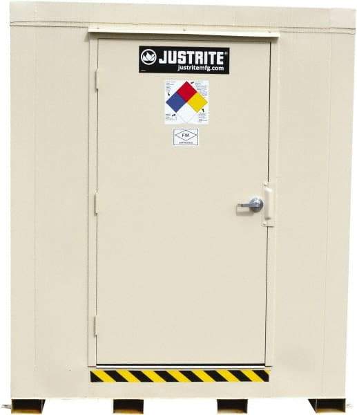 Justrite - 12 Drum, 221 Gal Sump Capacity, Locker - 7.33' Long x 10' Wide x 8.08' High, Galvanized Steel - Top Tool & Supply