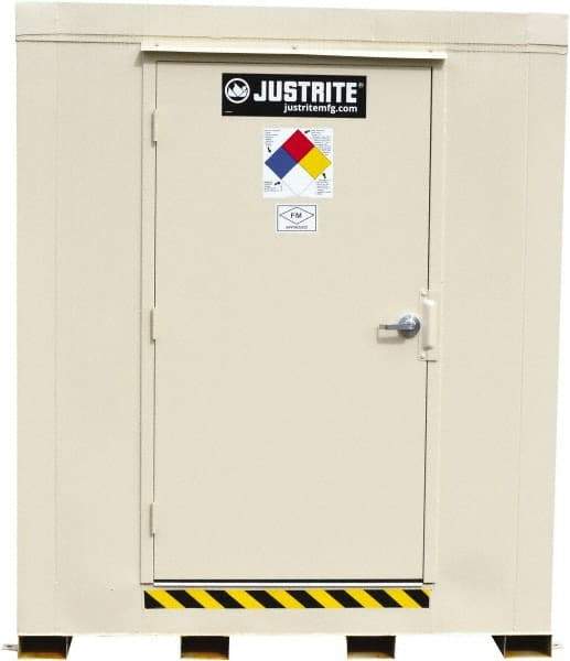 Justrite - 9 Drum, 168 Gal Sump Capacity, Locker - 8' Long x 7-1/2' Wide x 8.08' High, Galvanized Steel - Top Tool & Supply