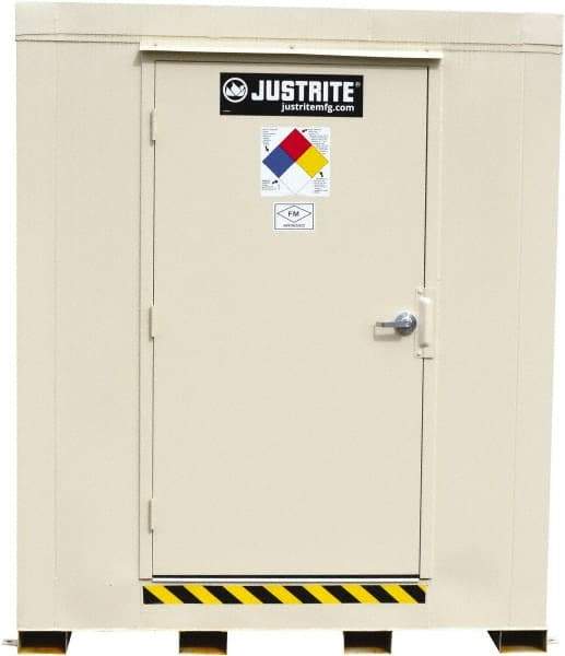 Justrite - 16 Drum, 272 Gal Sump Capacity, Locker - 10' Long x 9-1/2' Wide x 8.08' High, Galvanized Steel - Top Tool & Supply