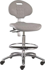 Bevco - 20-1/2 to 30-1/2" High Adjustable Height Swivel Stool - 27" Wide x 27" Deep, Polyurethane Seat, Gray - Top Tool & Supply