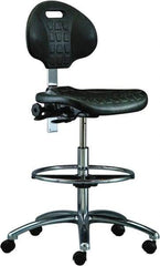 Bevco - 20-1/2 to 30-1/2" High Adjustable Height Swivel Stool - 27" Wide x 27" Deep, Polyurethane Seat, Black - Top Tool & Supply