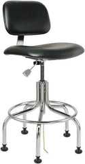 Bevco - 24-1/2 to 29-1/2" High Adjustable Height Swivel Stool - 22" Wide x 22" Deep, Vinyl Seat, Black - Top Tool & Supply