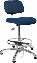 Bevco - 19 to 26-1/2" High Adjustable Height Swivel Stool - 27" Wide x 27" Deep, Conductive Cloth Seat, Navy - Top Tool & Supply