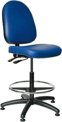 Bevco - 24 to 34" High Adjustable Height Swivel Stool - 27" Wide x 27" Deep, Vinyl Seat, Blue - Top Tool & Supply