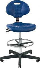 Bevco - 21 to 31" High Adjustable Height Swivel Stool - 27" Wide x 27" Deep, Polyurethane Seat, Blue - Top Tool & Supply