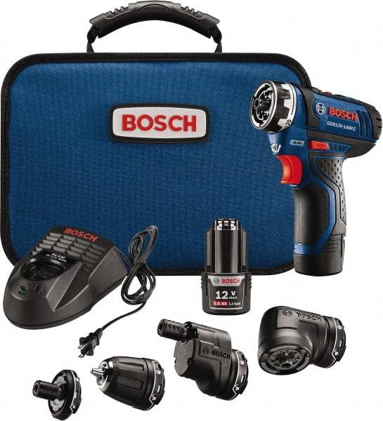 Bosch - 12 Volt 1/4" Chuck Pistol Grip Handle Cordless Drill - 0-400 & 0-1300 RPM, Reversible, 2 Lithium-Ion Batteries Included - Top Tool & Supply