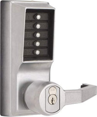 Kaba Access - Combination Entry Lever Lockset with Key Override - 2-3/4" Back Set, No Cylinder, Zamak3, Satin Chrome Finish - Top Tool & Supply