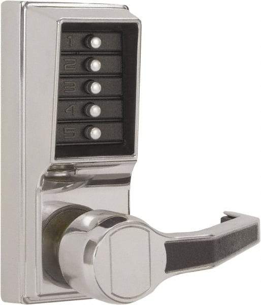 Kaba Access - Combination Entry Lever Lockset - 2-3/4" Back Set, No Cylinder, Zamak3, Satin Chrome Finish - Top Tool & Supply