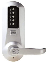 Kaba Access - Combination Entry Lever Lockset with Key Override - 2-3/4" Back Set, No Cylinder, Zamak3, Satin Chrome Finish - Top Tool & Supply