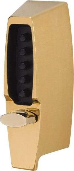 Kaba Access - 1-3/8 to 2-1/4" Door Thickness, Bright Brass Finish, Push Button Deadbolt - Nonhanded Handling, Combination Override, Keyless Cylinder - Top Tool & Supply